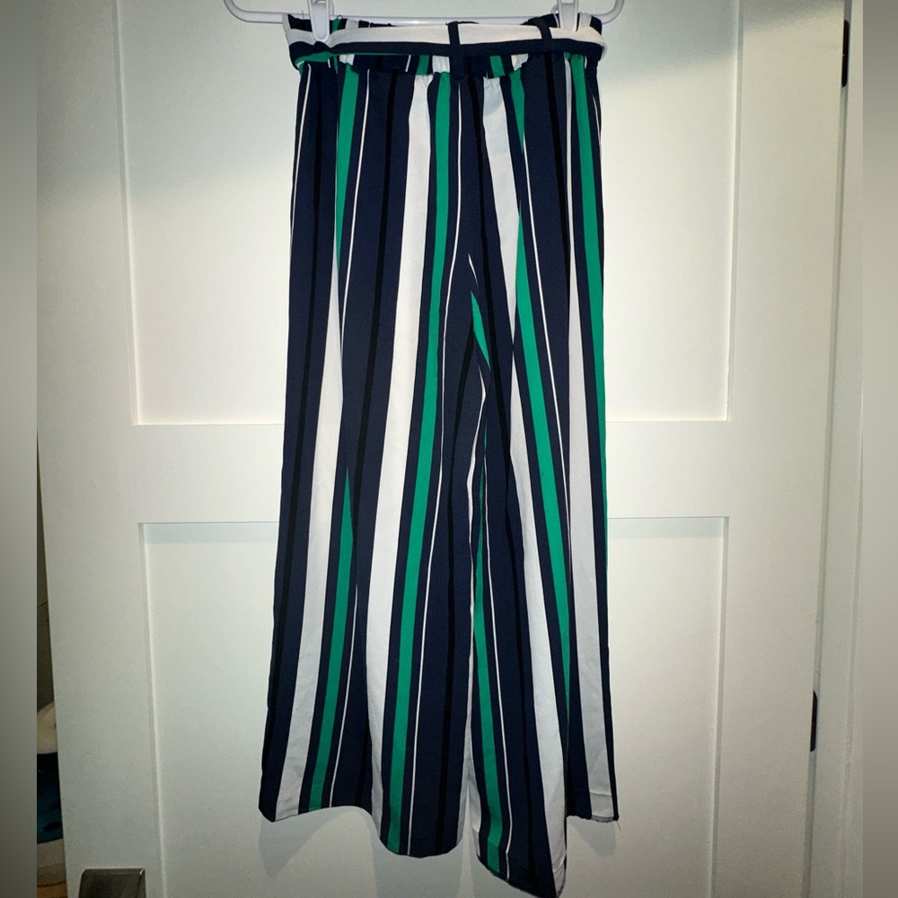 Halogen Striped Women’s XS Wide Leg Pants With Front Belt - Picture 2 of 4